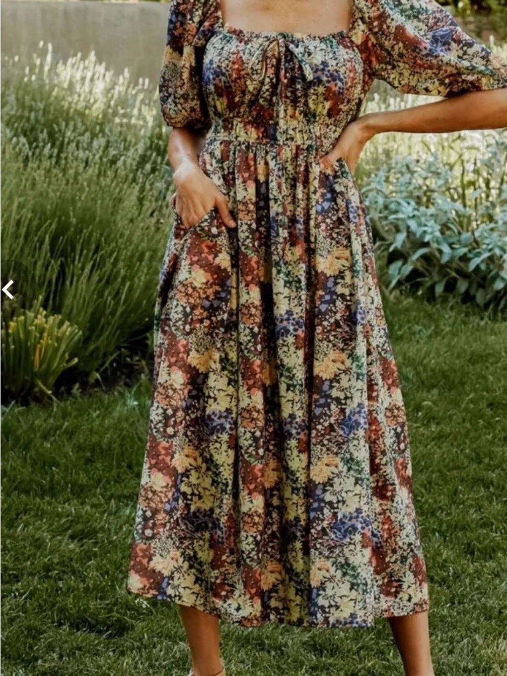 Baltic Born Eden midi dress in black multi print
